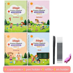 4 Pcs Set Magic Practice Copybook Book For Kids Calligraphy English Letter Baby Drawing Magic Book Calligraphy Lettering